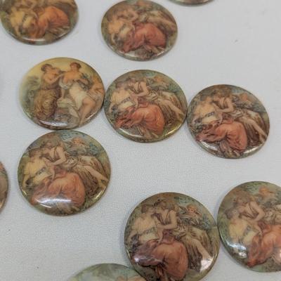 Vintage Porcelain Limoges Round Cameos Cabochons