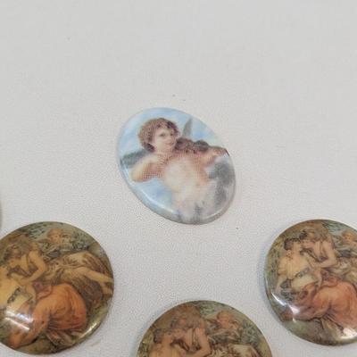 Vintage Porcelain Limoges Round Cameos Cabochons