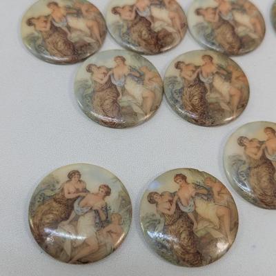 Vintage Porcelain Limoges Round Cameos Cabochons