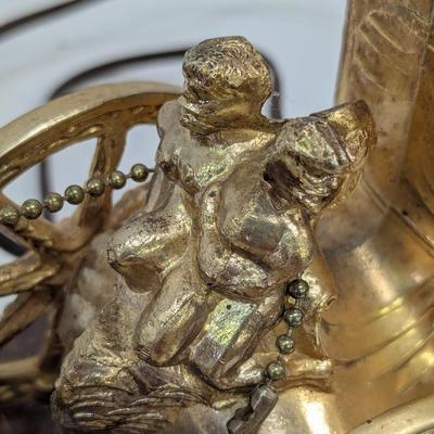 Vintage United Corp Goldtone Metal Horse & Carriage Clock