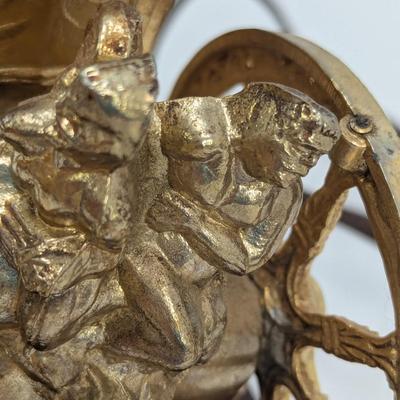 Vintage United Corp Goldtone Metal Horse & Carriage Clock