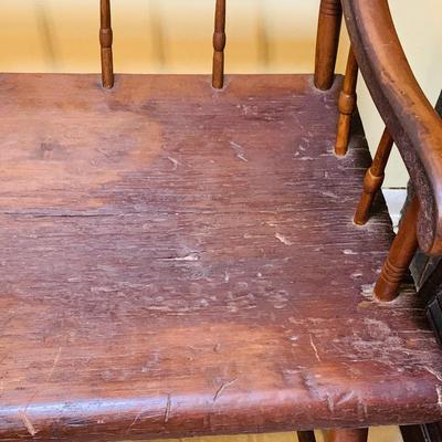 LOT 28: Antique 19th Century Colonial Double Back Long Wooden Bench