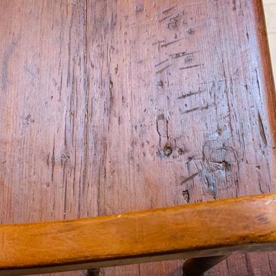 LOT 28: Antique 19th Century Colonial Double Back Long Wooden Bench