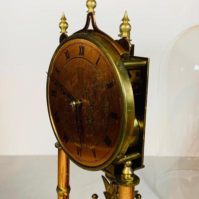 LOT 47: Vintage Kieninger & Obergell Copper Mechanical Anniversary Clock with Glass Dome
