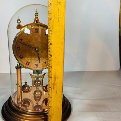 LOT 47: Vintage Kieninger & Obergell Copper Mechanical Anniversary Clock with Glass Dome