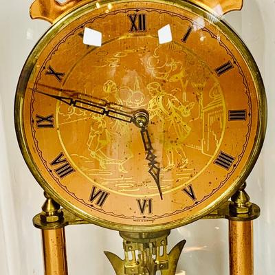 LOT 47: Vintage Kieninger & Obergell Copper Mechanical Anniversary Clock with Glass Dome