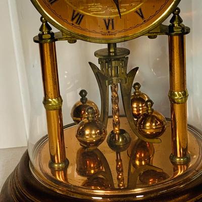 LOT 47: Vintage Kieninger & Obergell Copper Mechanical Anniversary Clock with Glass Dome