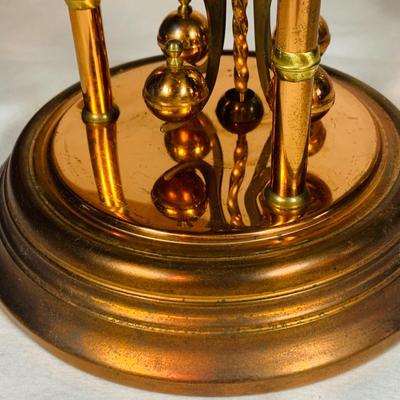 LOT 47: Vintage Kieninger & Obergell Copper Mechanical Anniversary Clock with Glass Dome