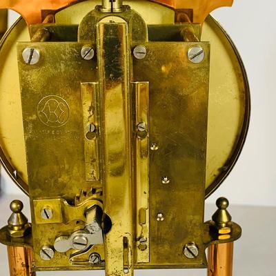 LOT 47: Vintage Kieninger & Obergell Copper Mechanical Anniversary Clock with Glass Dome