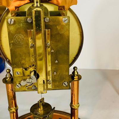 LOT 47: Vintage Kieninger & Obergell Copper Mechanical Anniversary Clock with Glass Dome