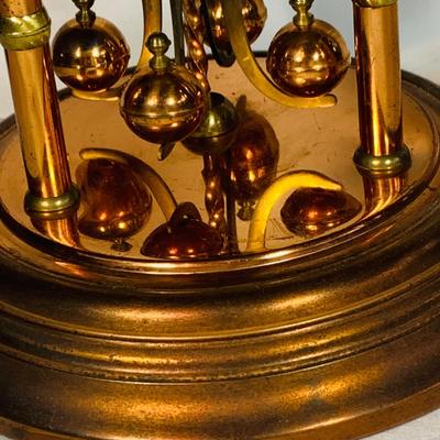 LOT 47: Vintage Kieninger & Obergell Copper Mechanical Anniversary Clock with Glass Dome