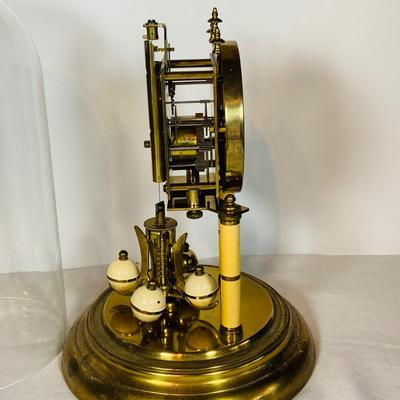 LOT48: Vintage/Antique Schalz German Made Mechanical Aniversary Clock with Glass Dome and Key