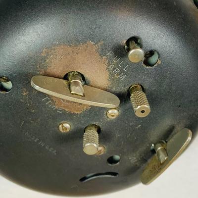 LOT 50: Art Deco/MCM Clocks - Suevia Wood Box Clock with Key and Wesclock Mechanical Alarm Clock