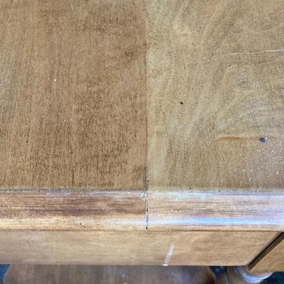 LOT 57: Vintage Kling Wooden Side Table with PRR Locomotive Lamp