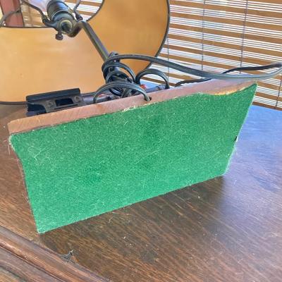 LOT 57: Vintage Kling Wooden Side Table with PRR Locomotive Lamp