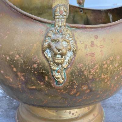 LOT 64: Brass Collection - Made in Holland Pitcher / Spittoon, Foundry Collection India Bucket and Fireplace Tools