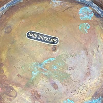 LOT 64: Brass Collection - Made in Holland Pitcher / Spittoon, Foundry Collection India Bucket and Fireplace Tools