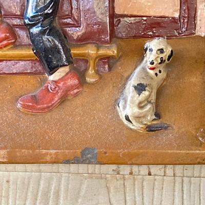 LOT 65: Vintage "Waiting for a Live One" Chalkware Bar Wall Art