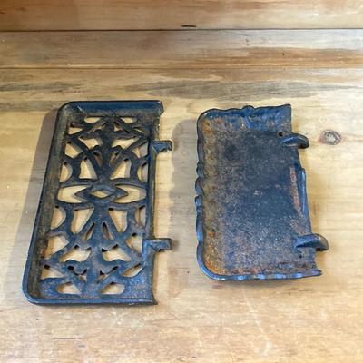 LOT 66: Vintage Miniature Crescent Cast Iron Stove with Cookware