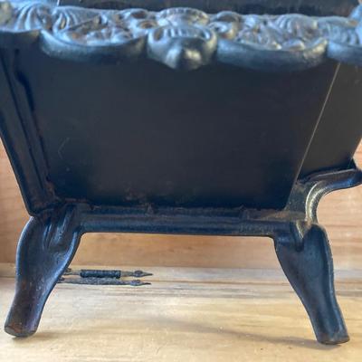 LOT 66: Vintage Miniature Crescent Cast Iron Stove with Cookware