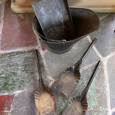 LOT 67: Vintage Fireplace Tools - Bucket, Shovels, Pokers and More