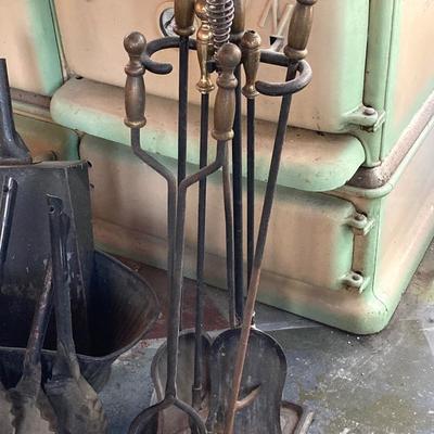 LOT 67: Vintage Fireplace Tools - Bucket, Shovels, Pokers and More
