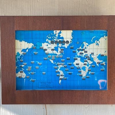 LOT 68: Vintage Electric World Time Framed Wall Clock