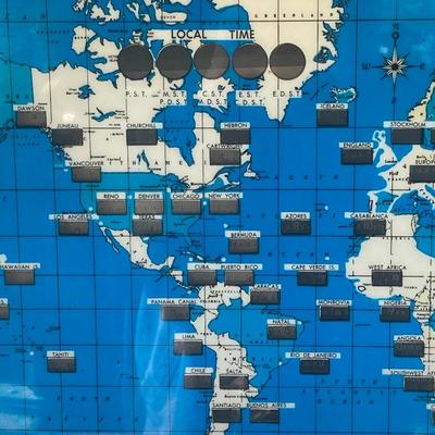 LOT 68: Vintage Electric World Time Framed Wall Clock