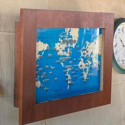 LOT 68: Vintage Electric World Time Framed Wall Clock