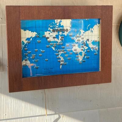 LOT 68: Vintage Electric World Time Framed Wall Clock