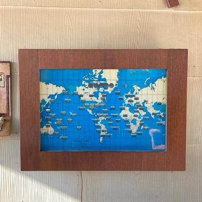 LOT 68: Vintage Electric World Time Framed Wall Clock