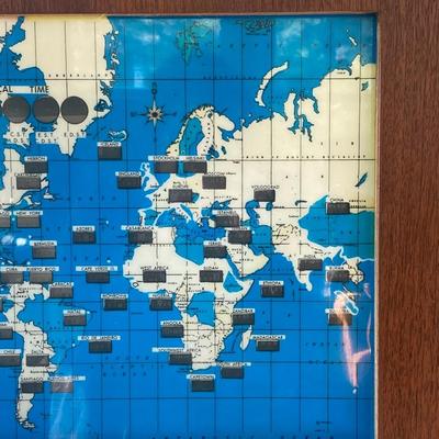 LOT 68: Vintage Electric World Time Framed Wall Clock