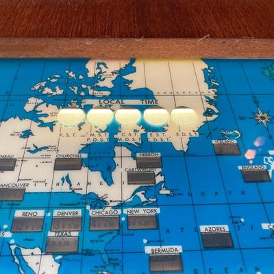 LOT 68: Vintage Electric World Time Framed Wall Clock