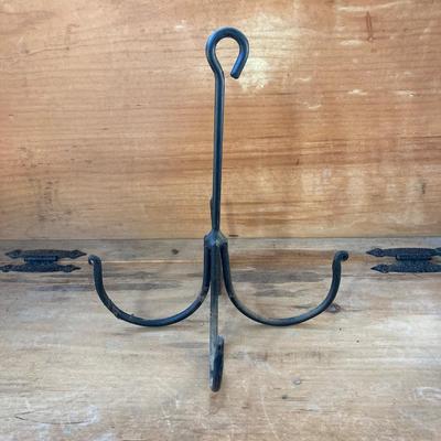 LOT 69: Children's Wooden Bench / Seat with Pottery, Watering Cans, MCM Wood Based Green Glass Vase with Stained Glass Flowers,...