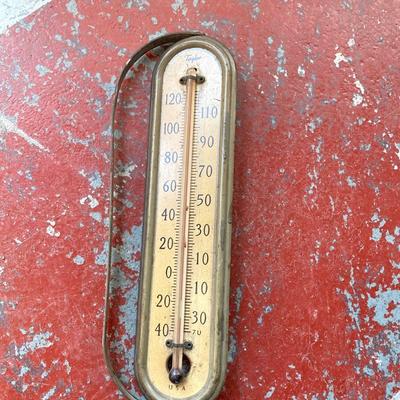 LOT 69: Children's Wooden Bench / Seat with Pottery, Watering Cans, MCM Wood Based Green Glass Vase with Stained Glass Flowers,...