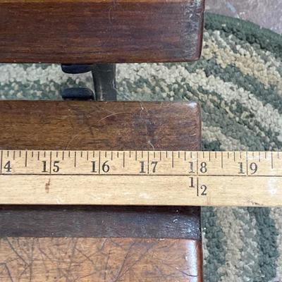 LOT 73: Vintage Wood and Cast Iron Children's Folding School Desk / Seat with Miniature Armani Brand Chalkboard