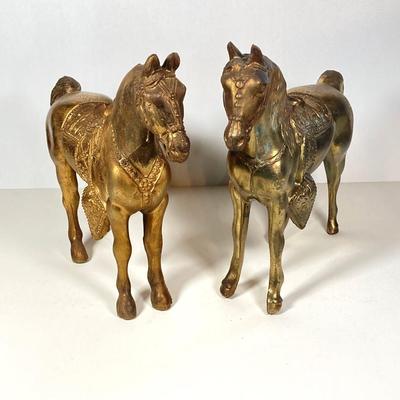 LOT 74: Pair of Decorative Brass Horses