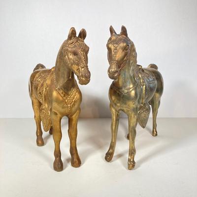 LOT 74: Pair of Decorative Brass Horses