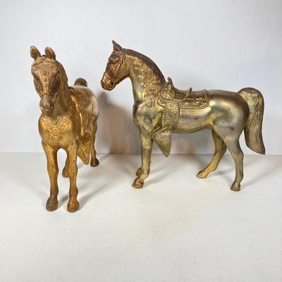 LOT 74: Pair of Decorative Brass Horses
