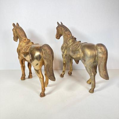 LOT 74: Pair of Decorative Brass Horses