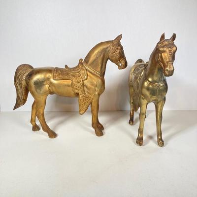 LOT 74: Pair of Decorative Brass Horses