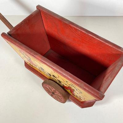 LOT 75: Vintage Children's Toys - Watering Cans, Doll (The Sun Rubber Co / Ruth E Newton), Wooden Cart, Books and More