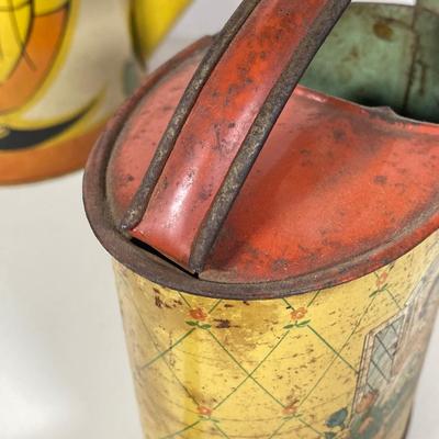 LOT 75: Vintage Children's Toys - Watering Cans, Doll (The Sun Rubber Co / Ruth E Newton), Wooden Cart, Books and More