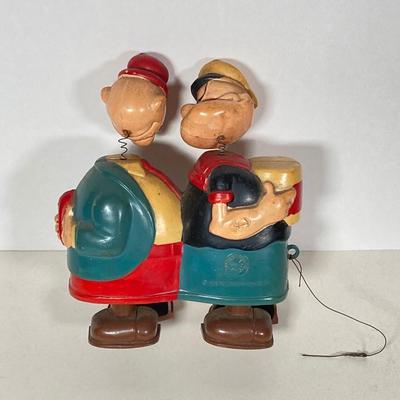 LOT 76: Vintage Woody Woodpecker Clock (Columbia Time Products), Popeye and Wimpy Ramp Walking Toy by Marx and Huckleberry Hound and His...