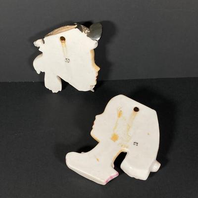 LOT 77: Vintage Lady Head Wall Pocket Vases, Miniature Cutex Botte and More