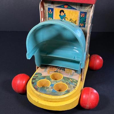 LOT 78: Vintage Fisher Price / Playschool Toys - Old Lady Shoe, Grandpa Frog and Bell Stack