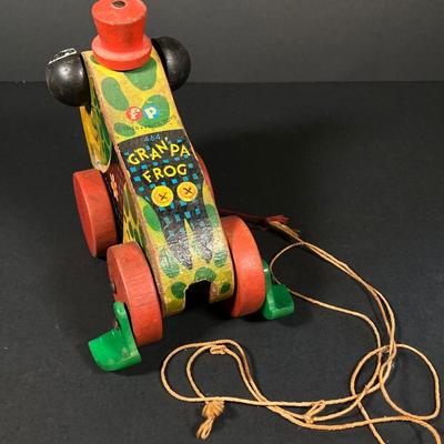 LOT 78: Vintage Fisher Price / Playschool Toys - Old Lady Shoe, Grandpa Frog and Bell Stack