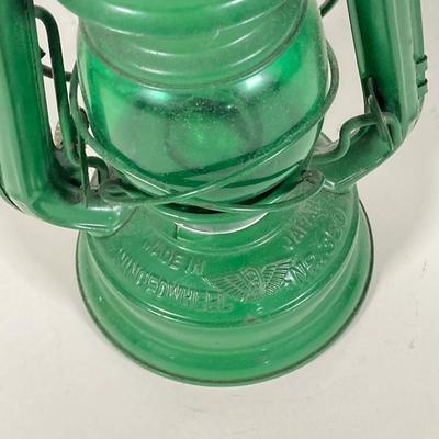 LOT 80: Vintage Oil Lanterns - 2 Dietz (Blue / Gray) and 1 Green Winged Wheel