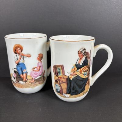 LOT 82: Tea-Time: McCormick Tea Baltimore, Md Teapot, Walkers of London Teapot & Mugs, Thomas Kinkade Mug, Norman Rockwell Mugs Set...