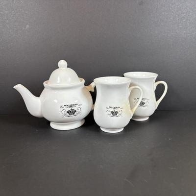 LOT 82: Tea-Time: McCormick Tea Baltimore, Md Teapot, Walkers of London Teapot & Mugs, Thomas Kinkade Mug, Norman Rockwell Mugs Set...